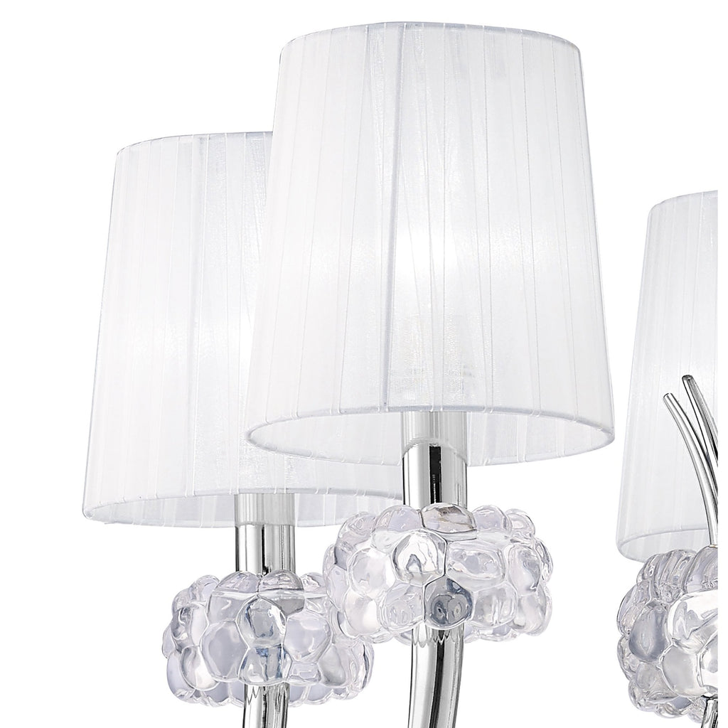 M4631 Loewe Pendant 5 Light E14 Polished Chrome White Shades