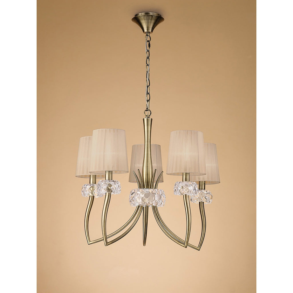 M4631AB/SB Loewe Pendant 5 Light E14 Antique Brass Soft Bronze Shades
