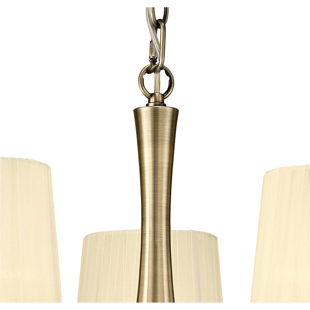 M4631AB Loewe Pendant 5 Light E14 Antique Brass Cream Shades