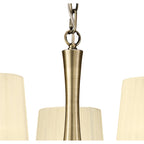 M4631AB Loewe Pendant 5 Light E14 Antique Brass Cream Shades