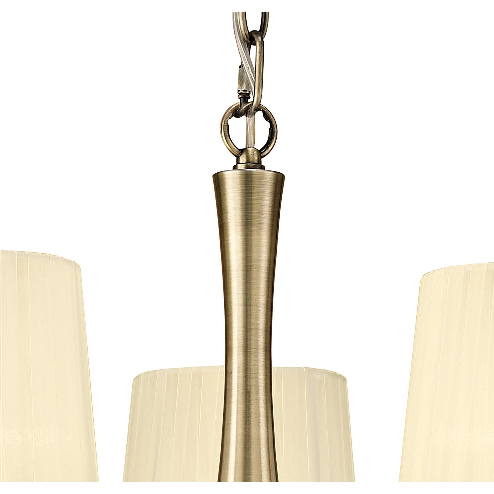 M4631AB Loewe Pendant 5 Light E14 Antique Brass Cream Shades