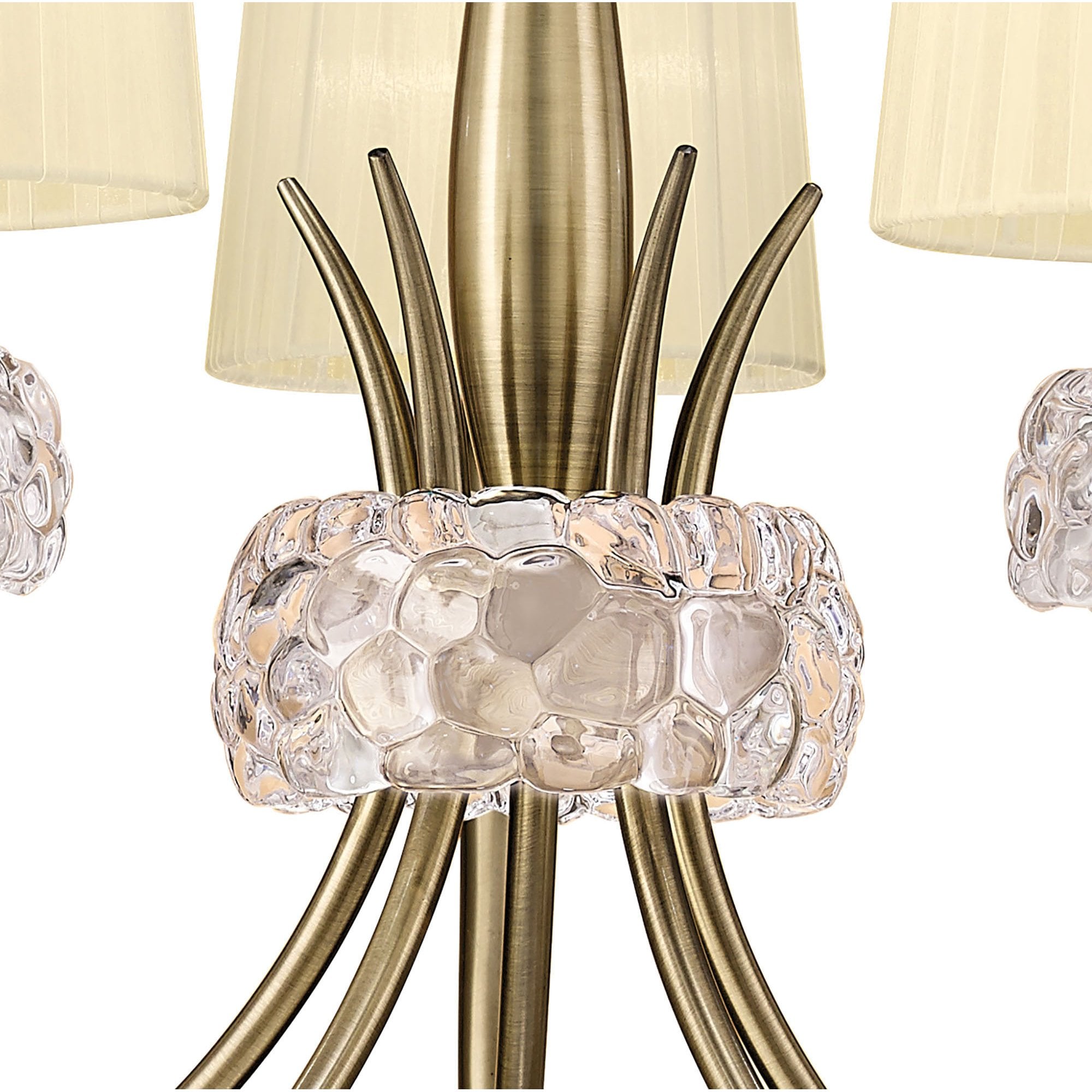 M4631AB Loewe Pendant 5 Light E14 Antique Brass Cream Shades