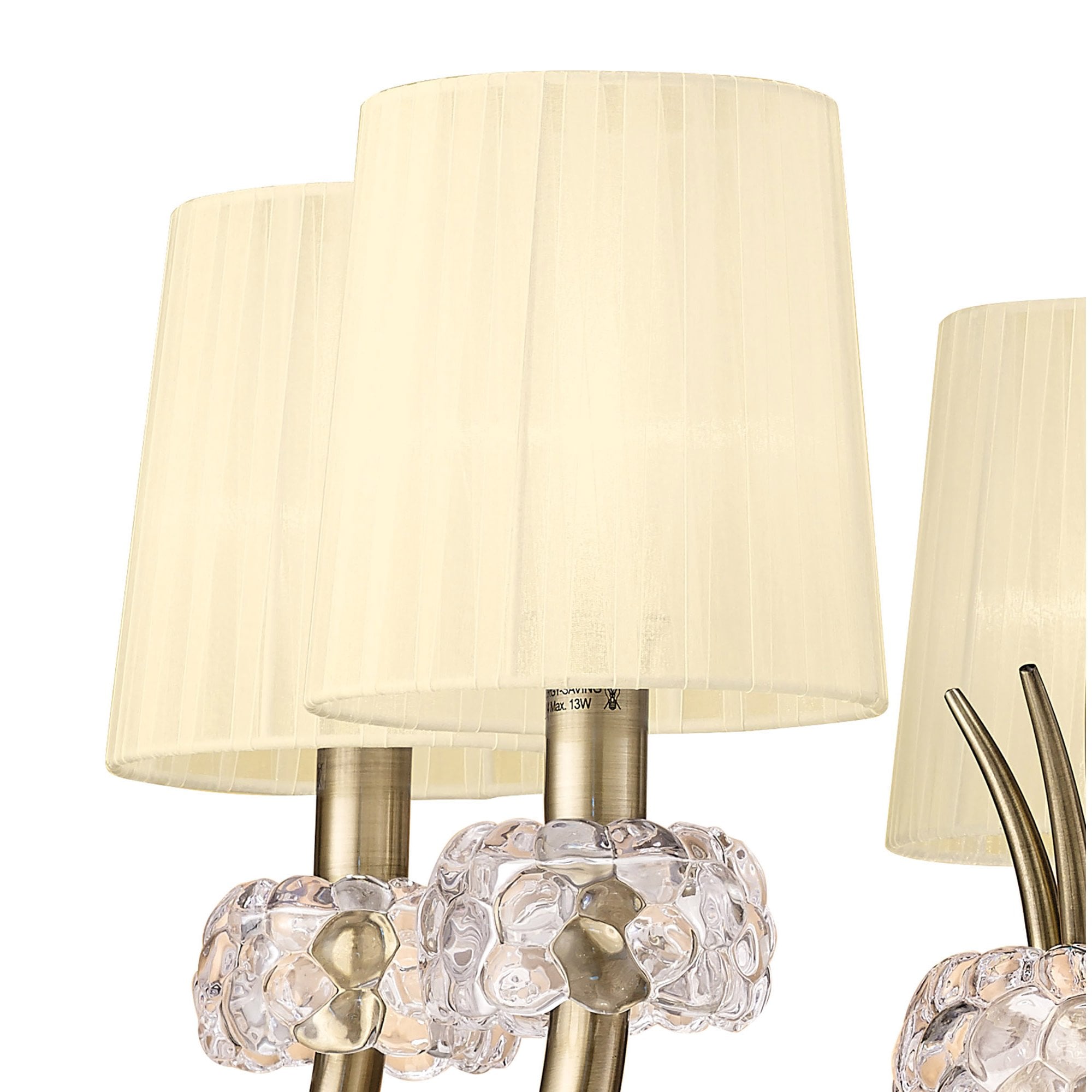 M4631AB Loewe Pendant 5 Light E14 Antique Brass Cream Shades