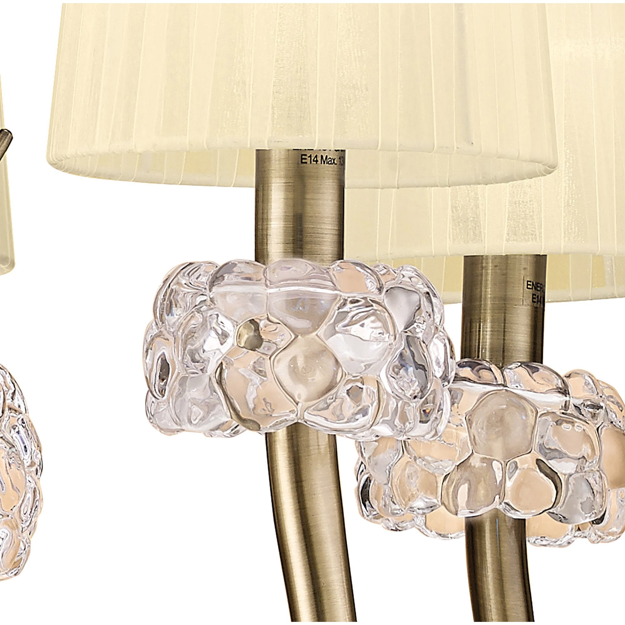 M4631AB Loewe Pendant 5 Light E14 Antique Brass Cream Shades