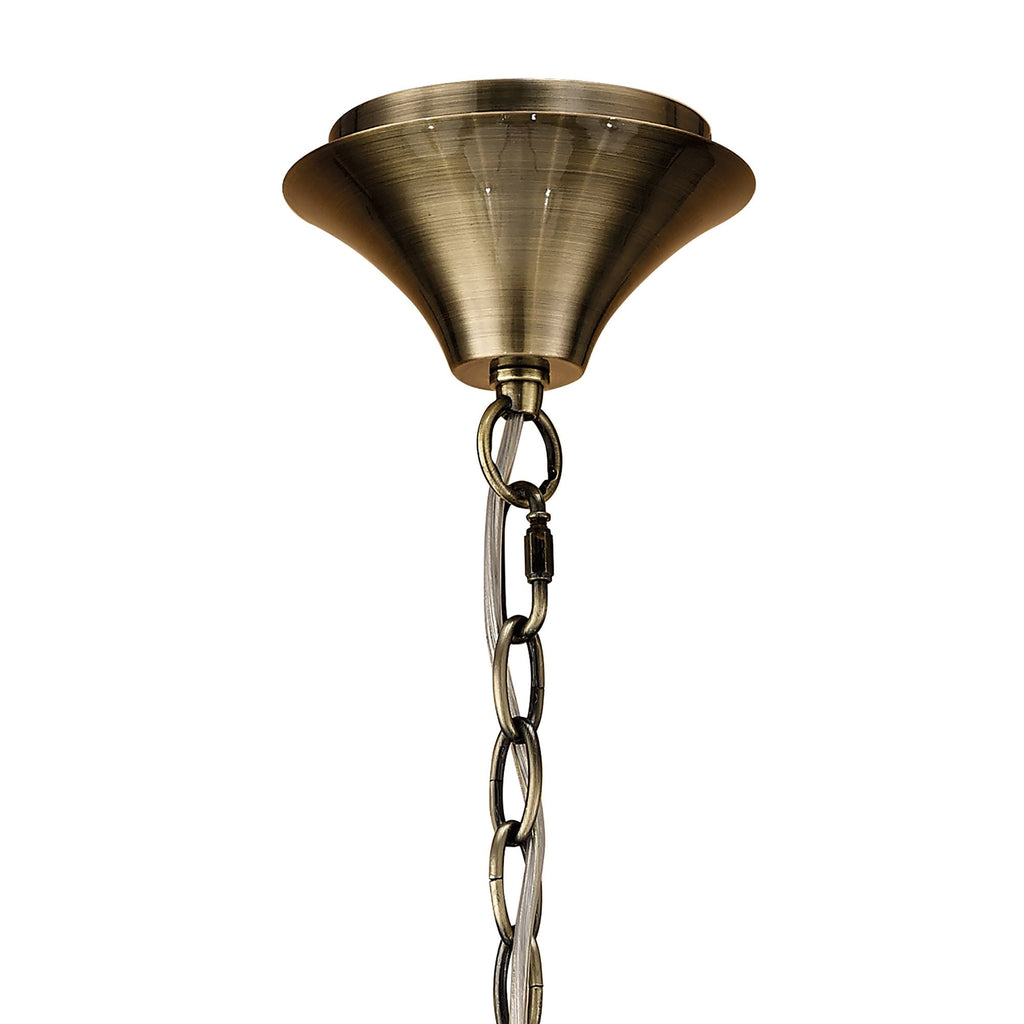 M4631AB/WS Loewe Pendant 5 Light E14 Antique Brass White Shades