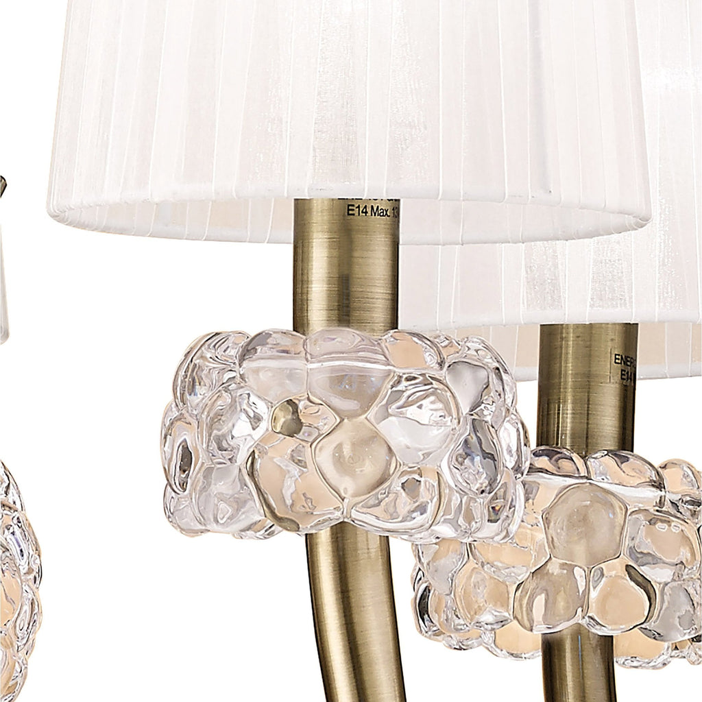 M4631AB/WS Loewe Pendant 5 Light E14 Antique Brass White Shades