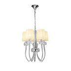 M4632/CS Loewe Slim Pendant 5 Light E14 Polished Chrome Cream Shades