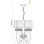 M4632/CS Loewe Slim Pendant 5 Light E14 Polished Chrome Cream Shades