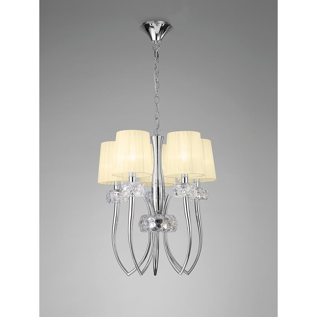 M4632/CS Loewe Slim Pendant 5 Light E14 Polished Chrome Cream Shades