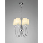 M4632/CS Loewe Slim Pendant 5 Light E14 Polished Chrome Cream Shades