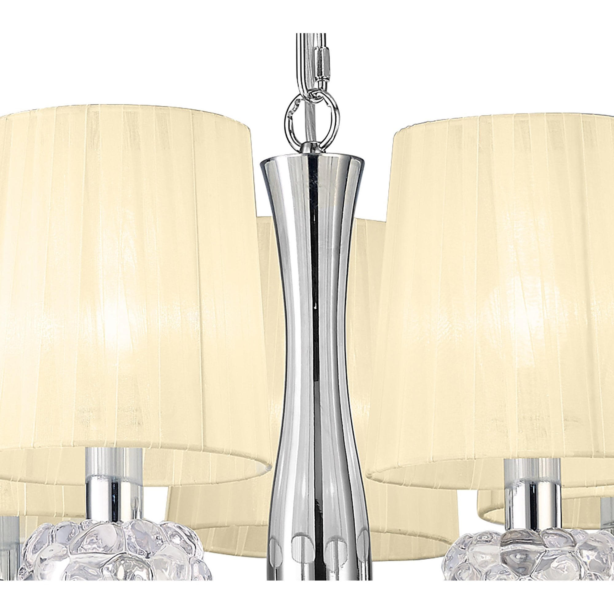 M4632/CS Loewe Slim Pendant 5 Light E14 Polished Chrome Cream Shades
