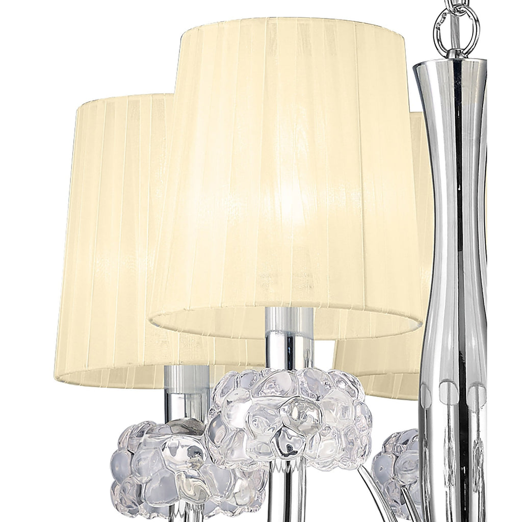 M4632/CS Loewe Slim Pendant 5 Light E14 Polished Chrome Cream Shades