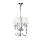 M4632 Loewe Slim Pendant 5 Light E14 Polished Chrome White Shades