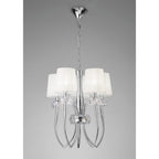 M4632 Loewe Slim Pendant 5 Light E14 Polished Chrome White Shades