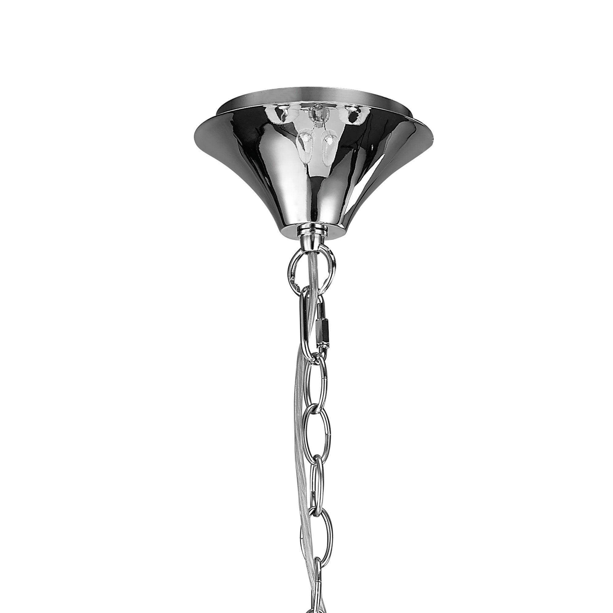 M4632 Loewe Slim Pendant 5 Light E14 Polished Chrome White Shades
