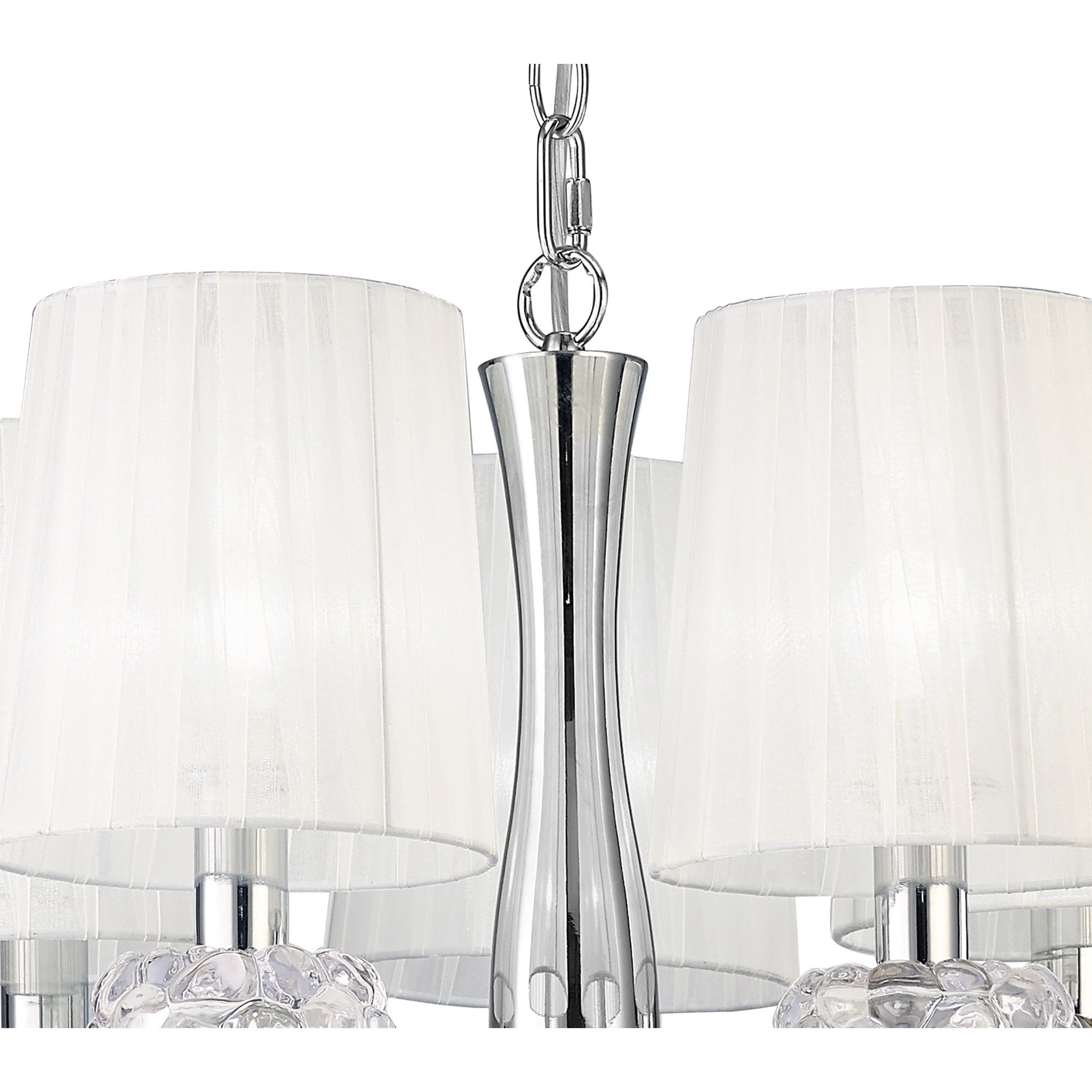 M4632 Loewe Slim Pendant 5 Light E14 Polished Chrome White Shades