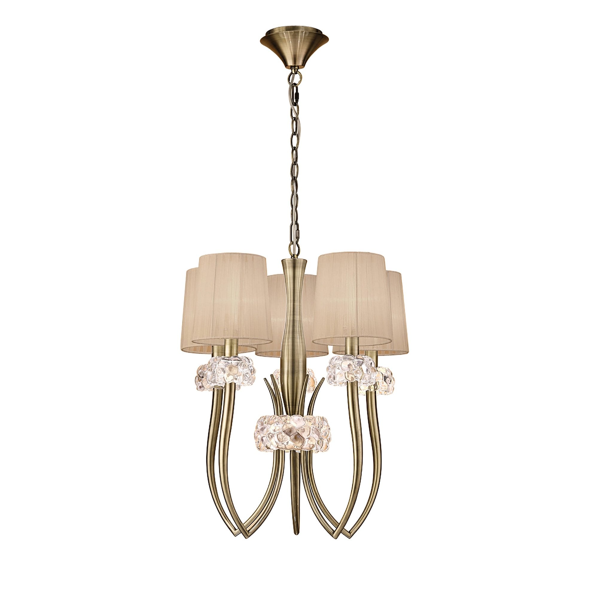 M4632AB/SB Loewe Slim Pendant 5 Light E14 Antique Brass Soft Bronze Shades