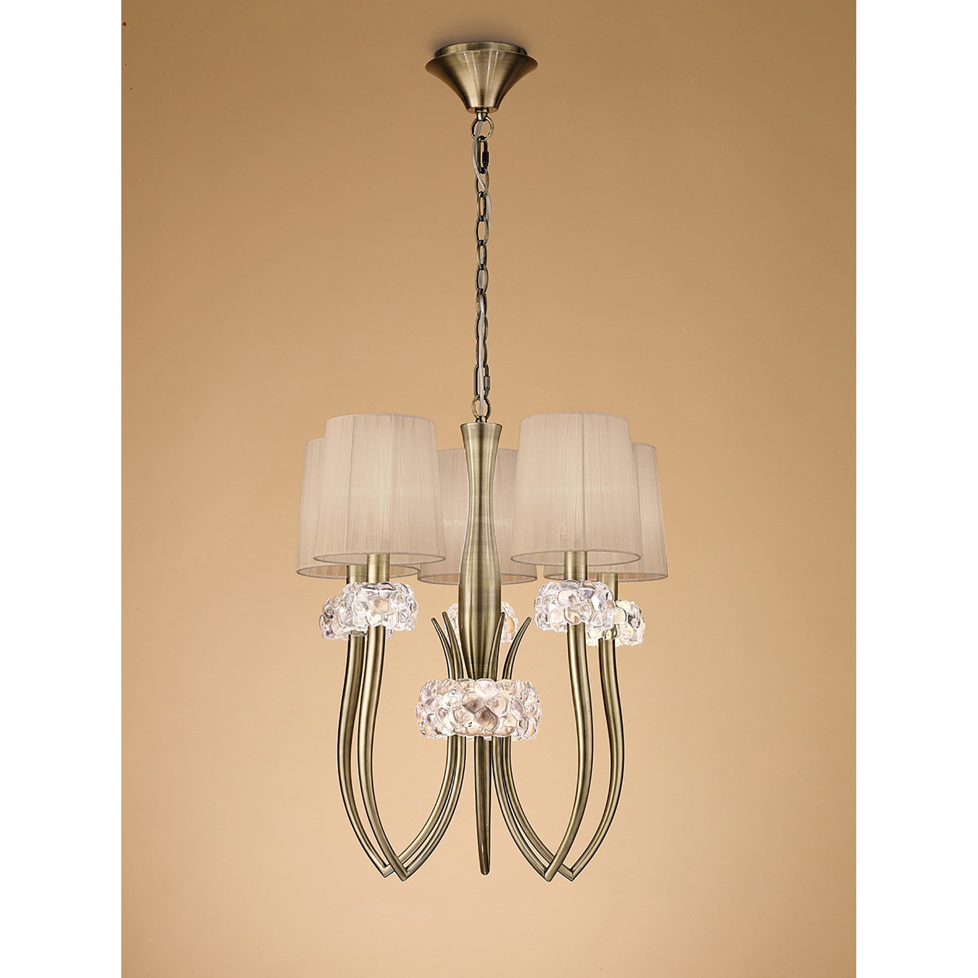 M4632AB/SB Loewe Slim Pendant 5 Light E14 Antique Brass Soft Bronze Shades