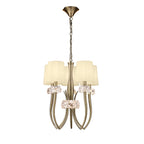 M4632AB Loewe Slim Pendant 5 Light E14 Antique Brass Cream Shades