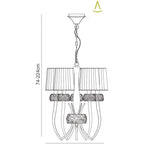 M4632AB Loewe Slim Pendant 5 Light E14 Antique Brass Cream Shades