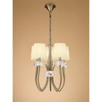 M4632AB Loewe Slim Pendant 5 Light E14 Antique Brass Cream Shades