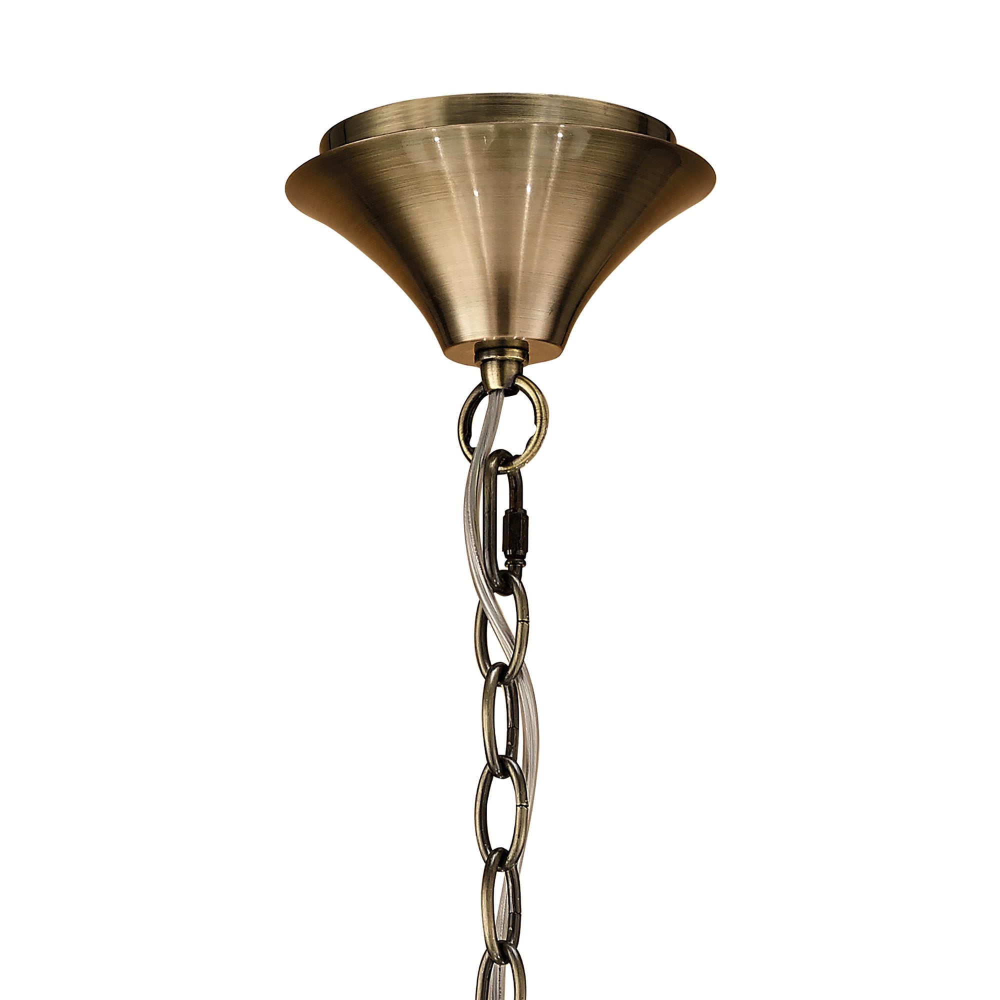 M4632AB Loewe Slim Pendant 5 Light E14 Antique Brass Cream Shades