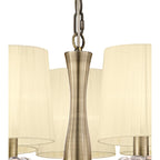 M4632AB Loewe Slim Pendant 5 Light E14 Antique Brass Cream Shades
