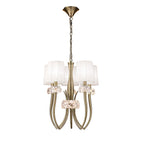 M4632AB/WS Loewe Slim Pendant 5 Light E14 Antique Brass White Shades