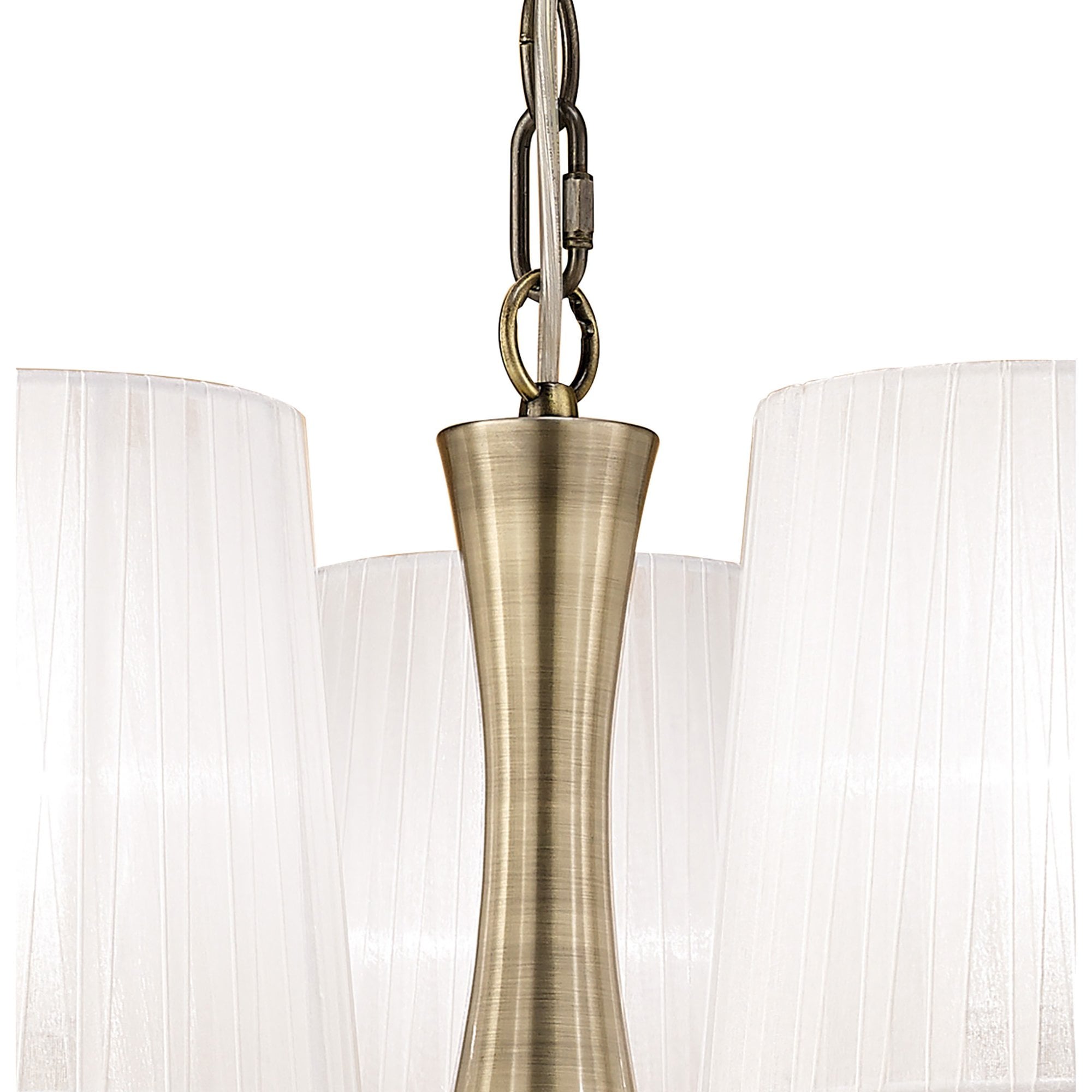 M4632AB/WS Loewe Slim Pendant 5 Light E14 Antique Brass White Shades