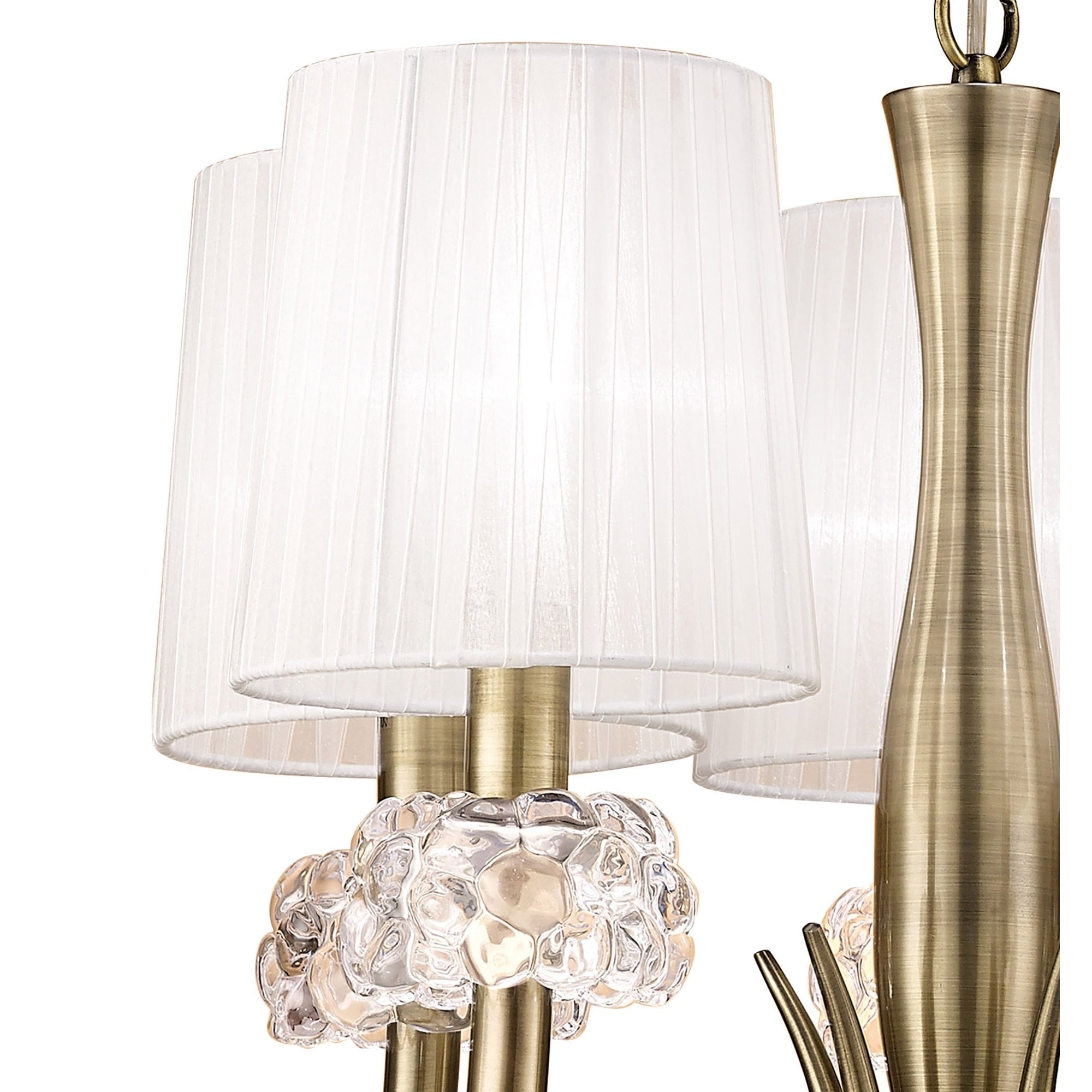 M4632AB/WS Loewe Slim Pendant 5 Light E14 Antique Brass White Shades