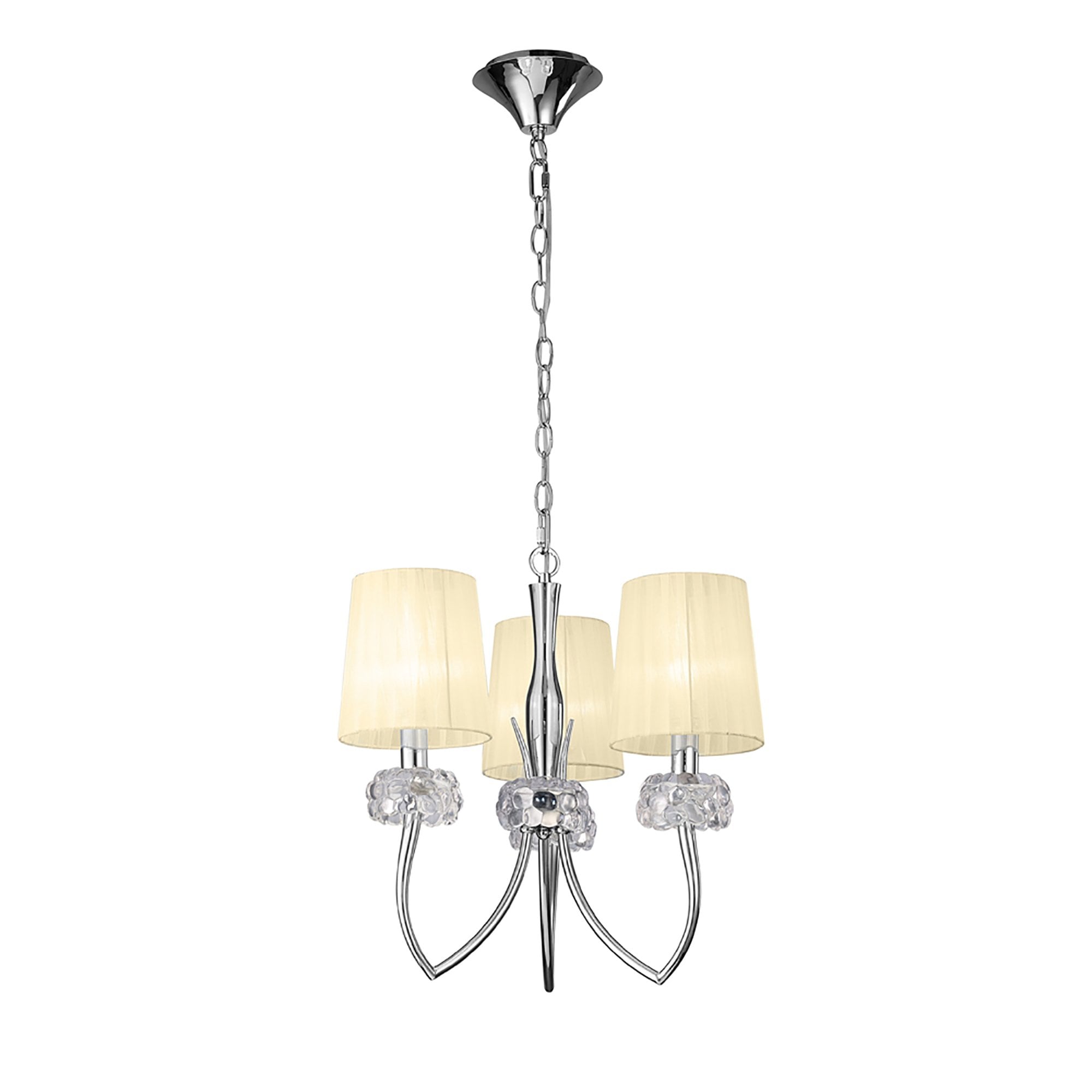 M4633/CS Loewe Pendant 3 Light E14 Polished Chrome Cream Shades