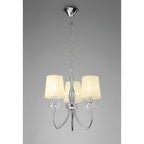 M4633/CS Loewe Pendant 3 Light E14 Polished Chrome Cream Shades