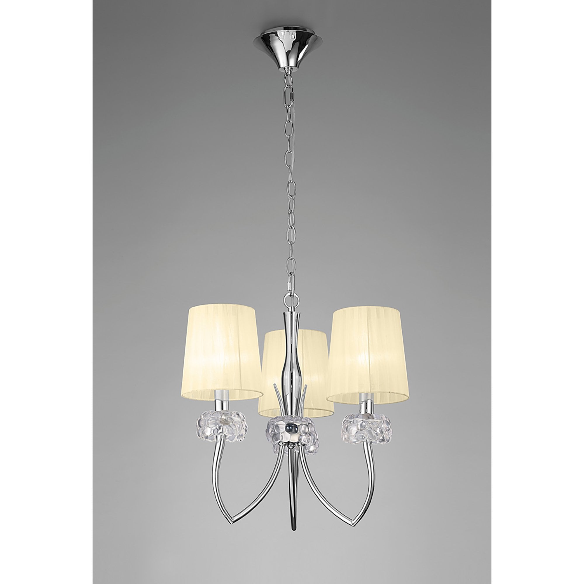 M4633/CS Loewe Pendant 3 Light E14 Polished Chrome Cream Shades
