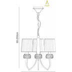 M4633 Loewe Pendant 3 Light E14 Polished Chrome White Shades
