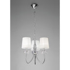 M4633 Loewe Pendant 3 Light E14 Polished Chrome White Shades