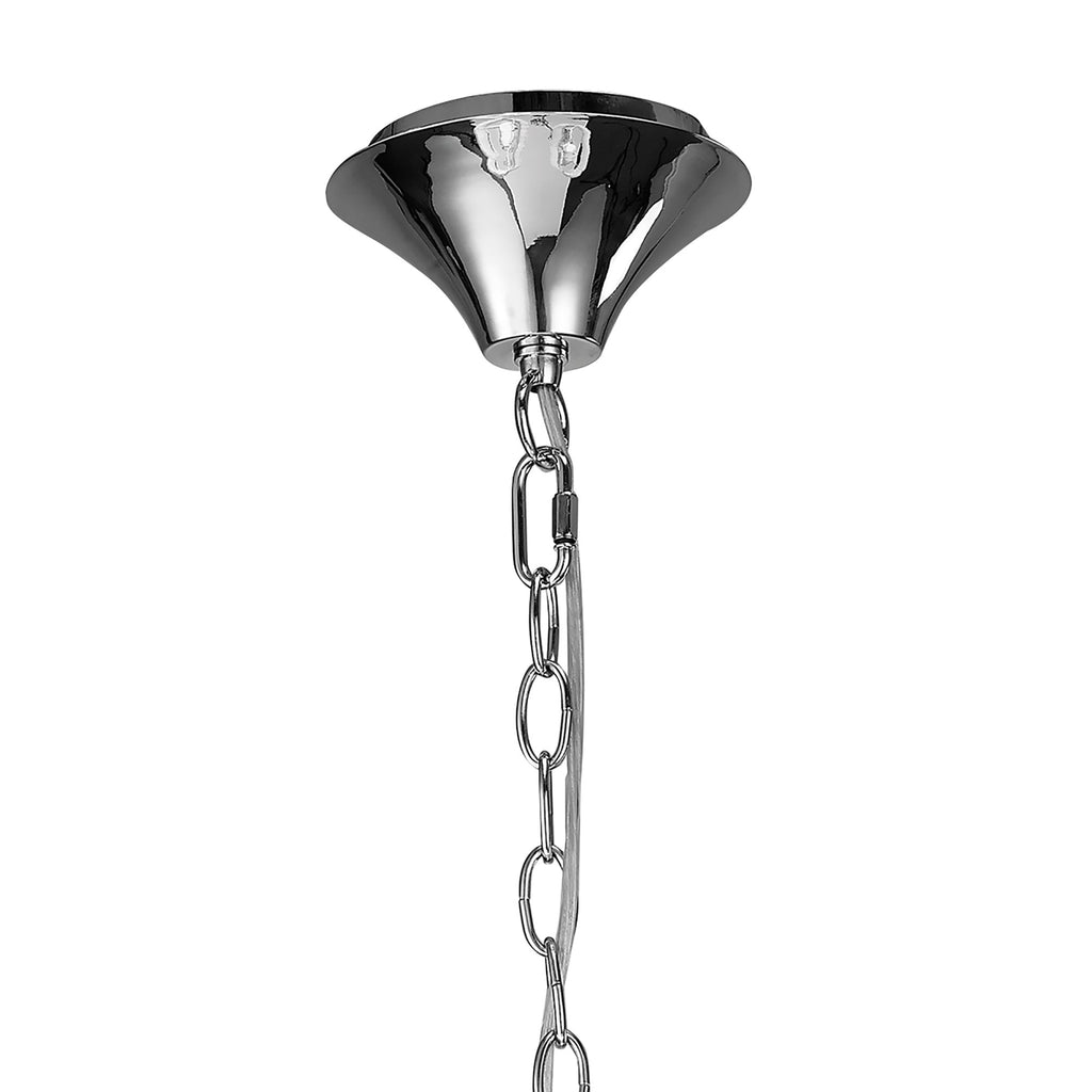 M4633 Loewe Pendant 3 Light E14 Polished Chrome White Shades