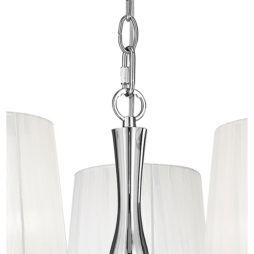 M4633 Loewe Pendant 3 Light E14 Polished Chrome White Shades