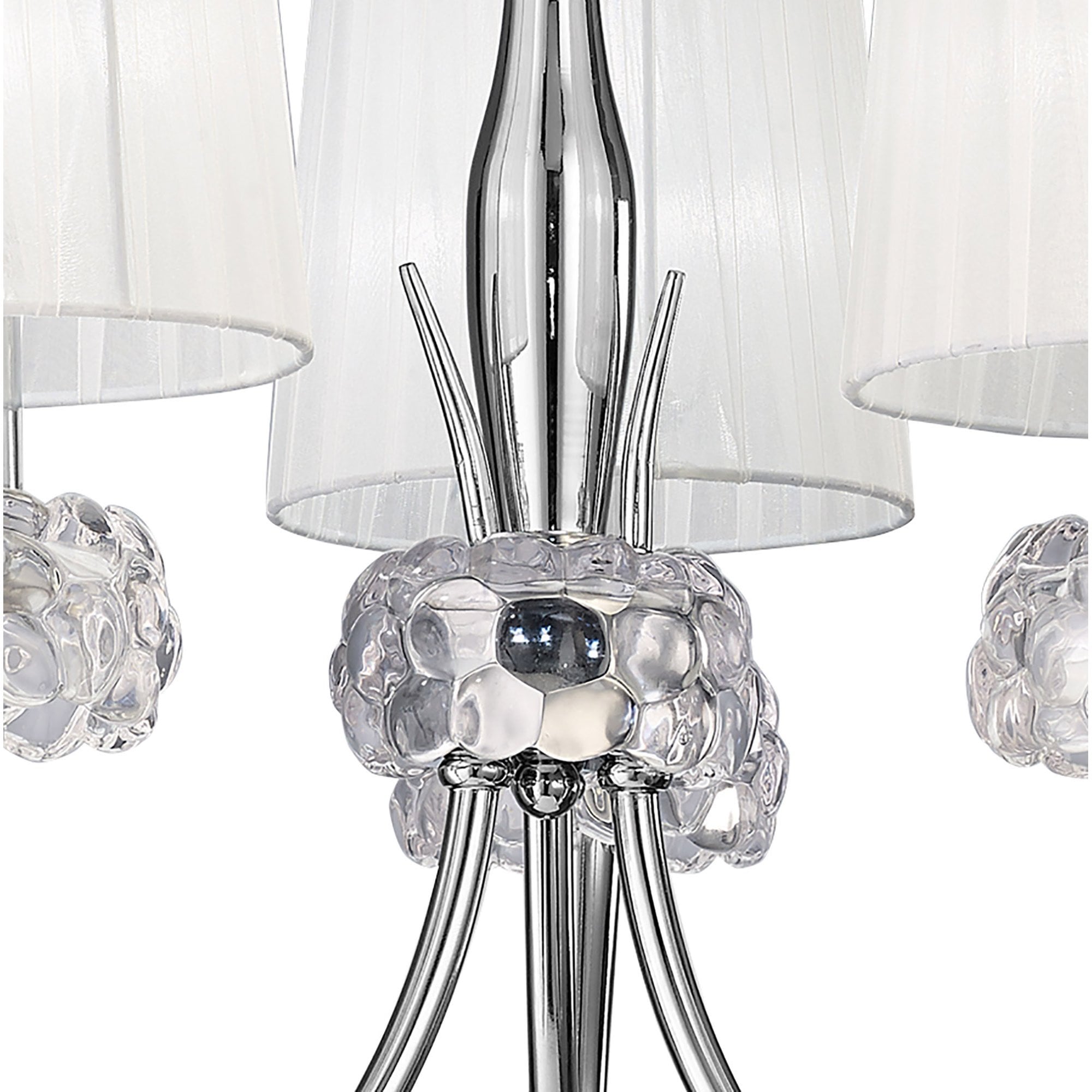 M4633 Loewe Pendant 3 Light E14 Polished Chrome White Shades