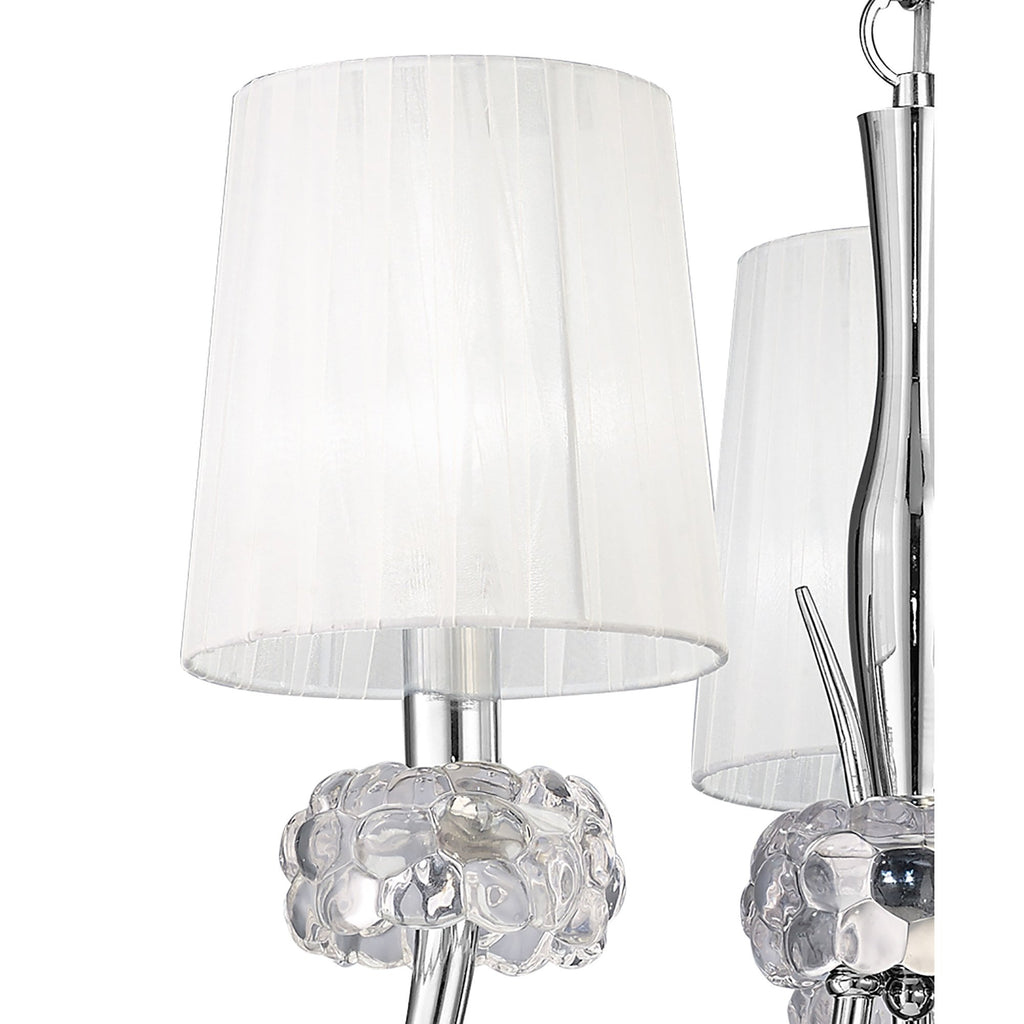 M4633 Loewe Pendant 3 Light E14 Polished Chrome White Shades