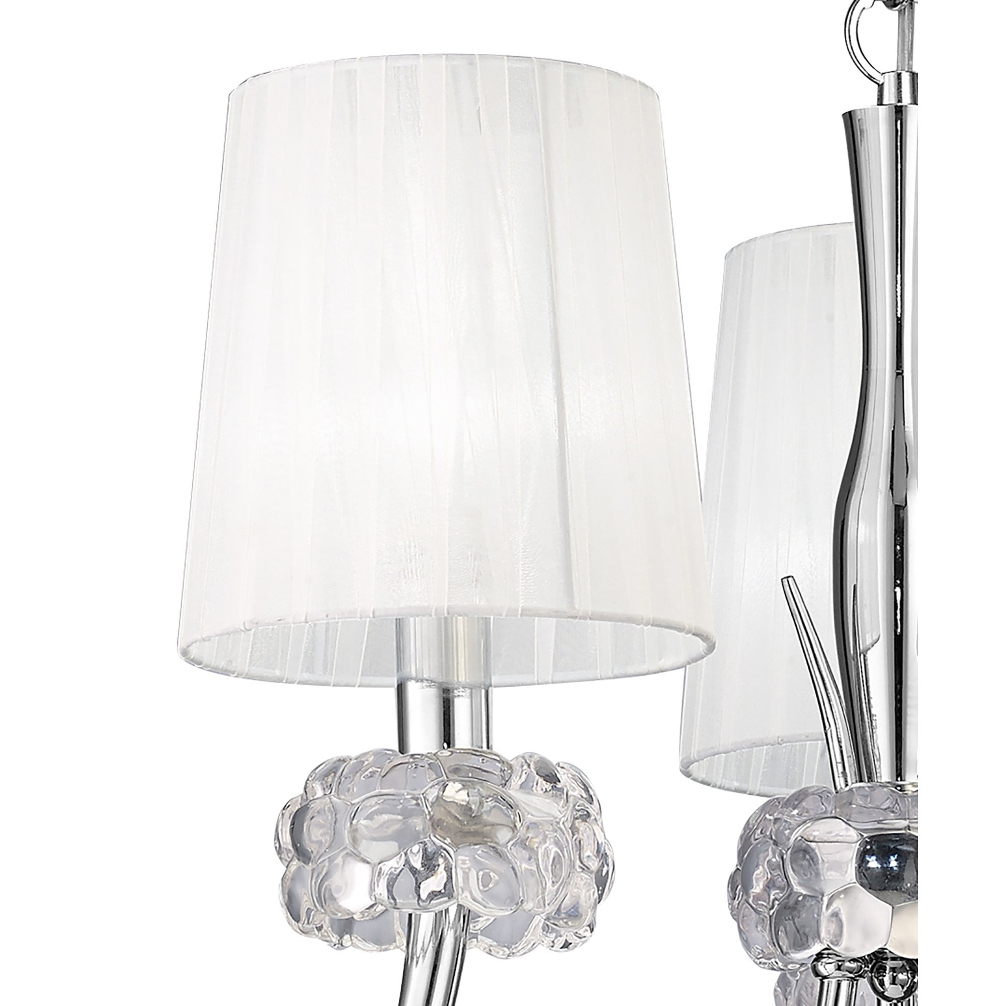 M4633 Loewe Pendant 3 Light E14 Polished Chrome White Shades