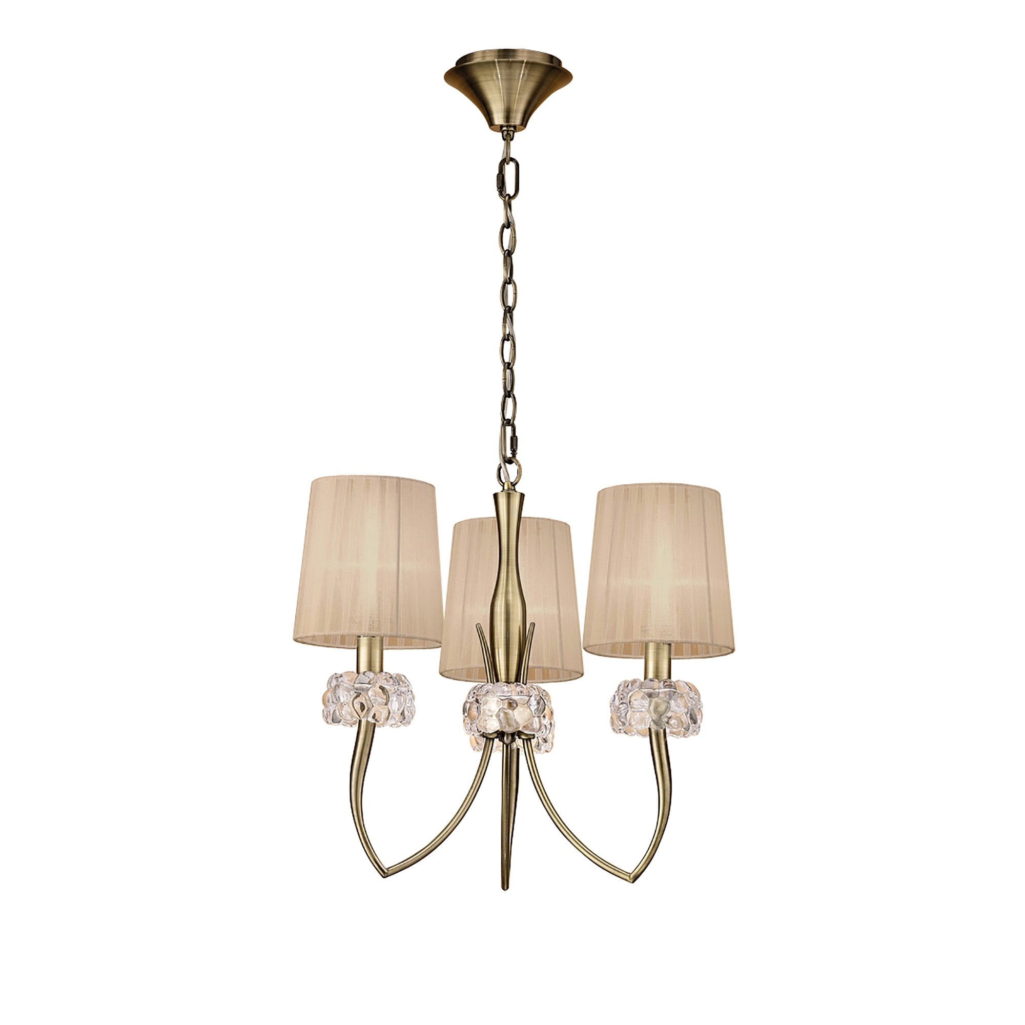 M4633AB/SB Loewe Pendant 3 Light E14 Antique Brass Soft Bronze Shades