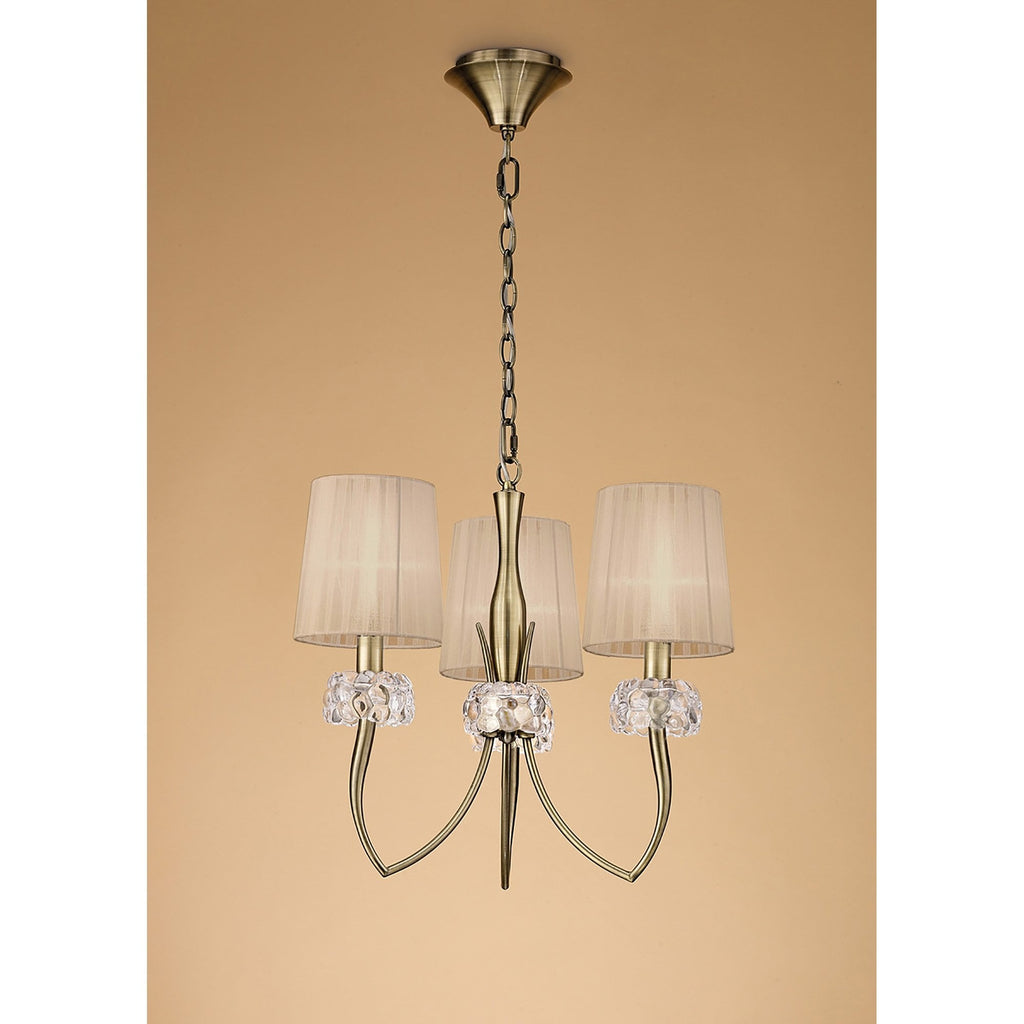 M4633AB/SB Loewe Pendant 3 Light E14 Antique Brass Soft Bronze Shades