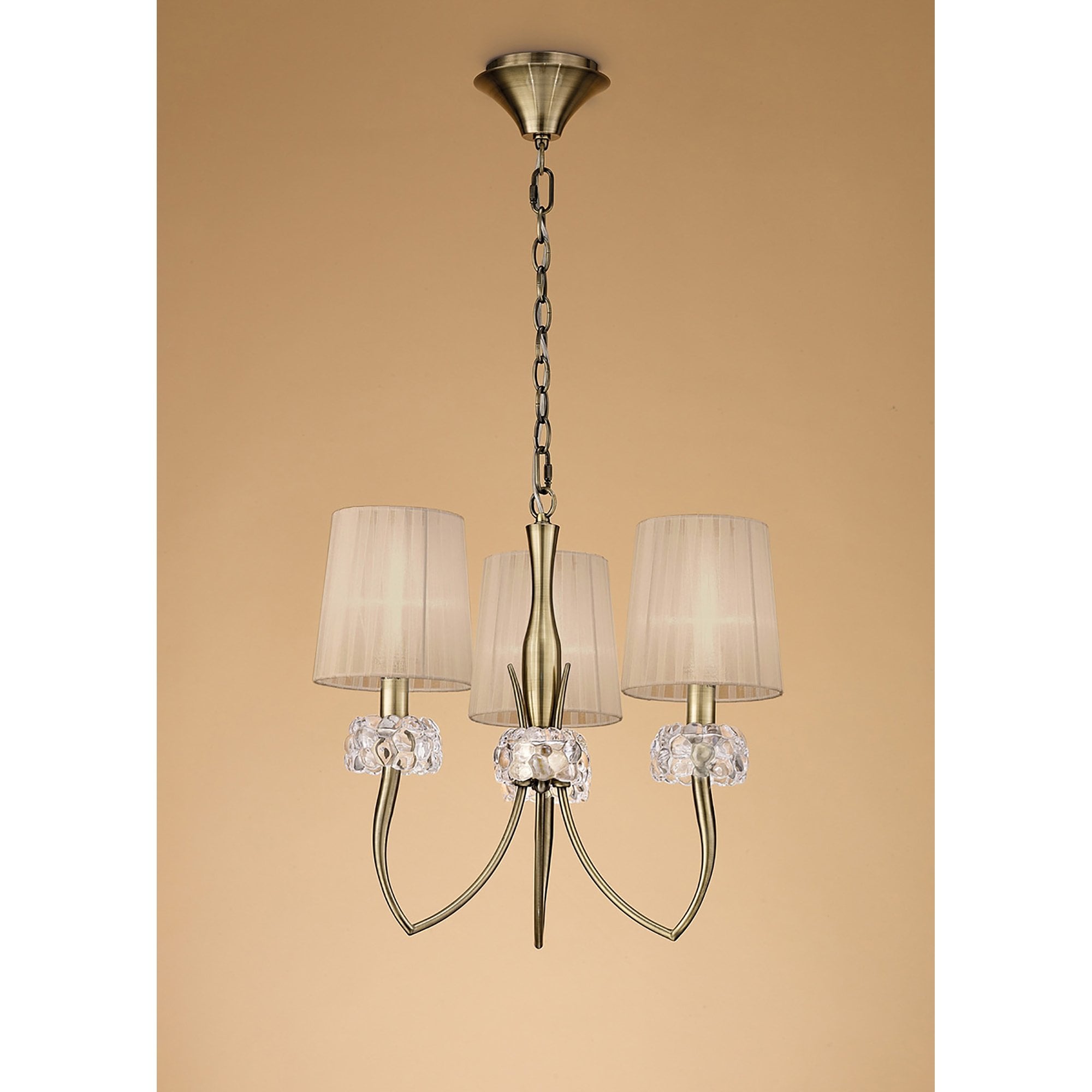 M4633AB/SB Loewe Pendant 3 Light E14 Antique Brass Soft Bronze Shades