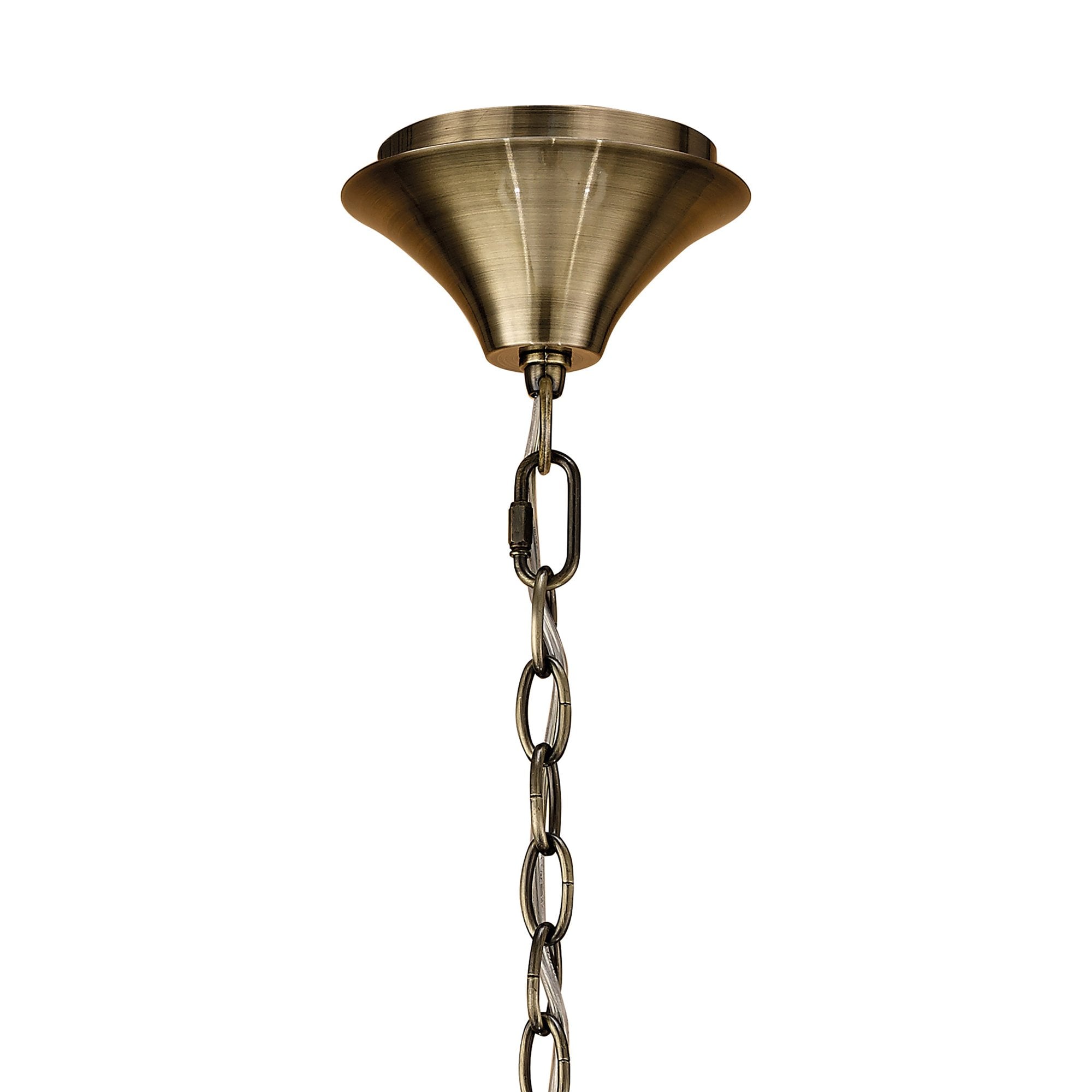 M4633AB Loewe Pendant 3 Light E14 Antique Brass Cream Shades