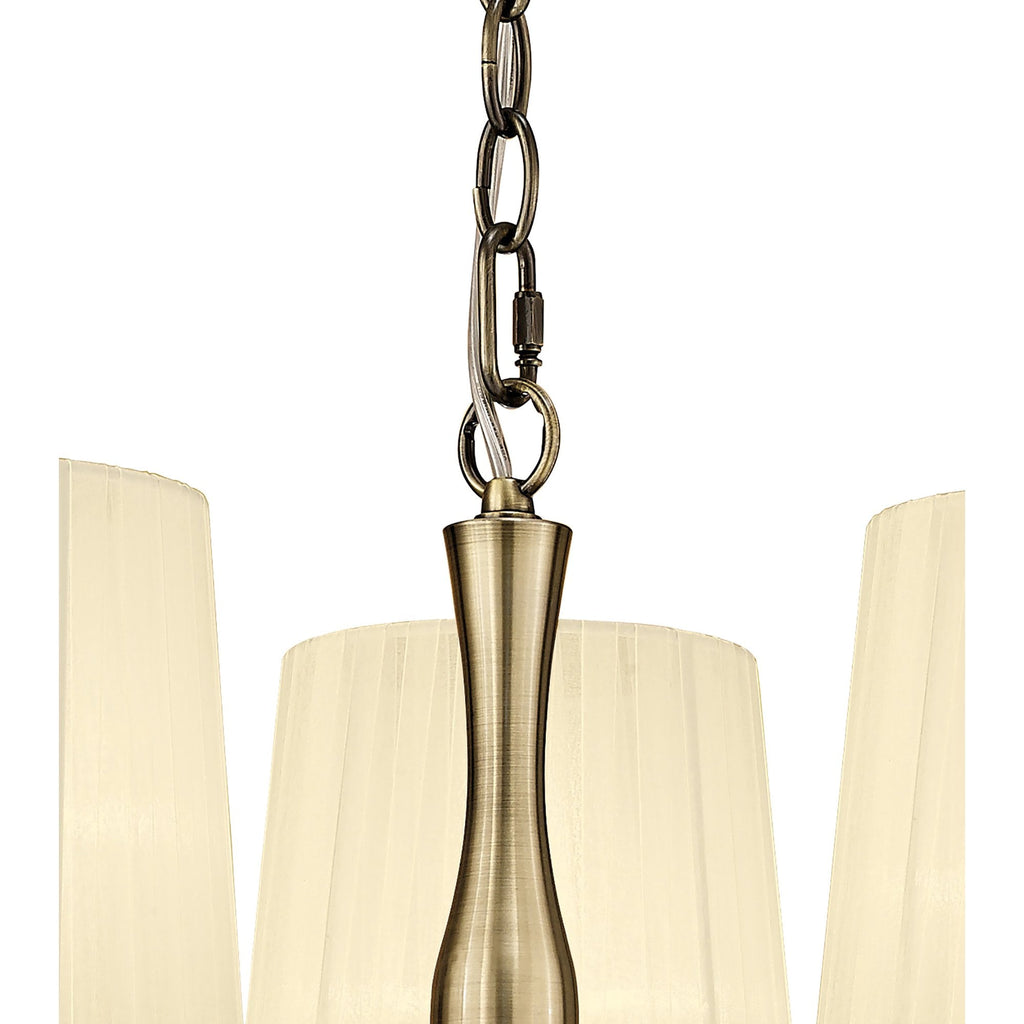 M4633AB Loewe Pendant 3 Light E14 Antique Brass Cream Shades