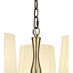 M4633AB Loewe Pendant 3 Light E14 Antique Brass Cream Shades