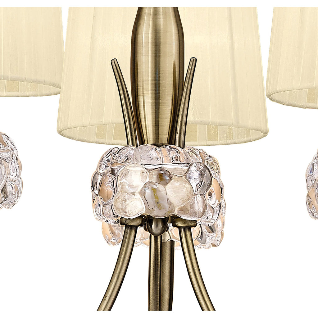 M4633AB Loewe Pendant 3 Light E14 Antique Brass Cream Shades