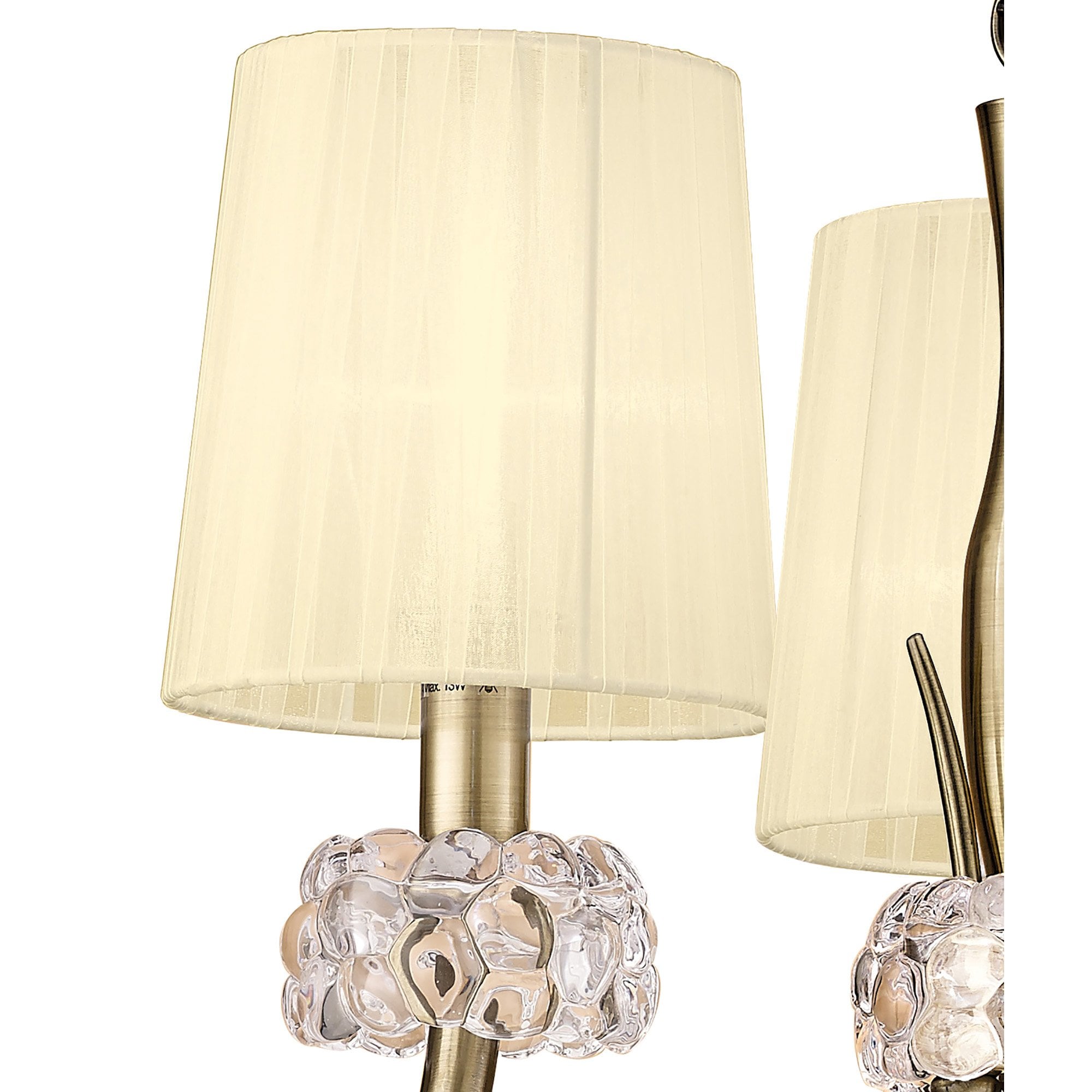 M4633AB Loewe Pendant 3 Light E14 Antique Brass Cream Shades