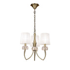 M4633AB/WS Loewe Pendant 3 Light E14 Antique Brass White Shades