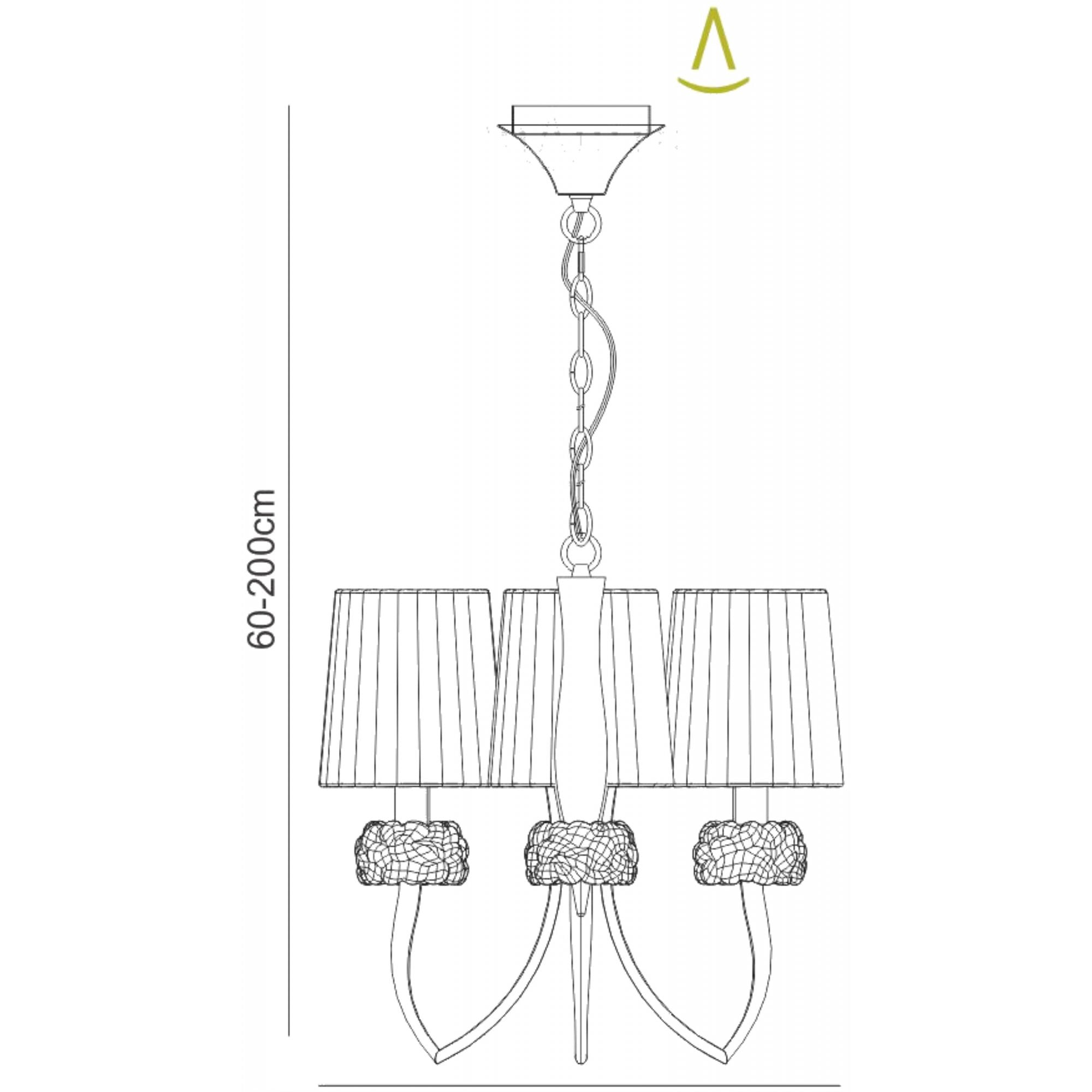 M4633AB/WS Loewe Pendant 3 Light E14 Antique Brass White Shades